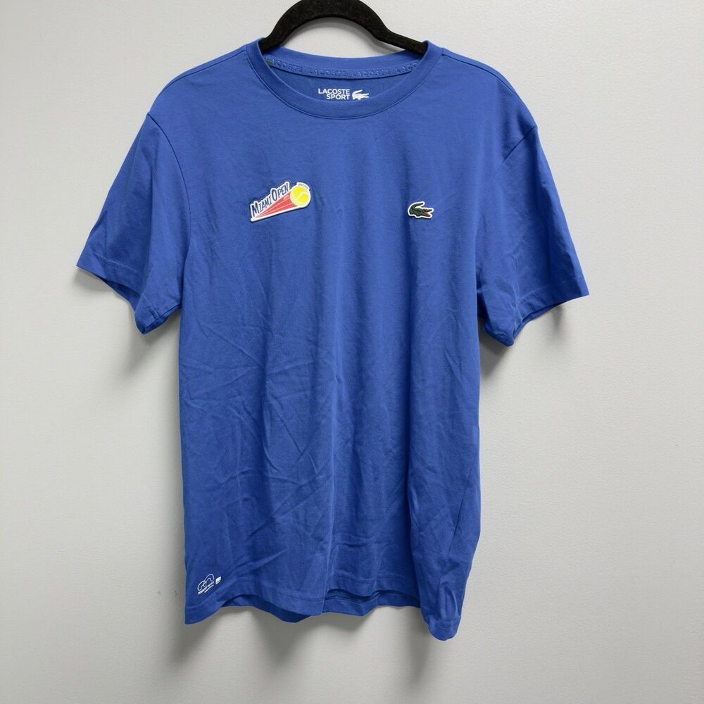 Lacoste Sport Miami Open 2025 Blue Graphic T Shirt Men Medium Regular Fit Ultra